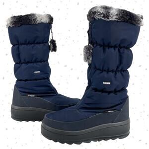 Pajar Toboggan Navy Blue Winter Snow Boots Cozy Faux Fur Puffer EU 39 | US 8.5